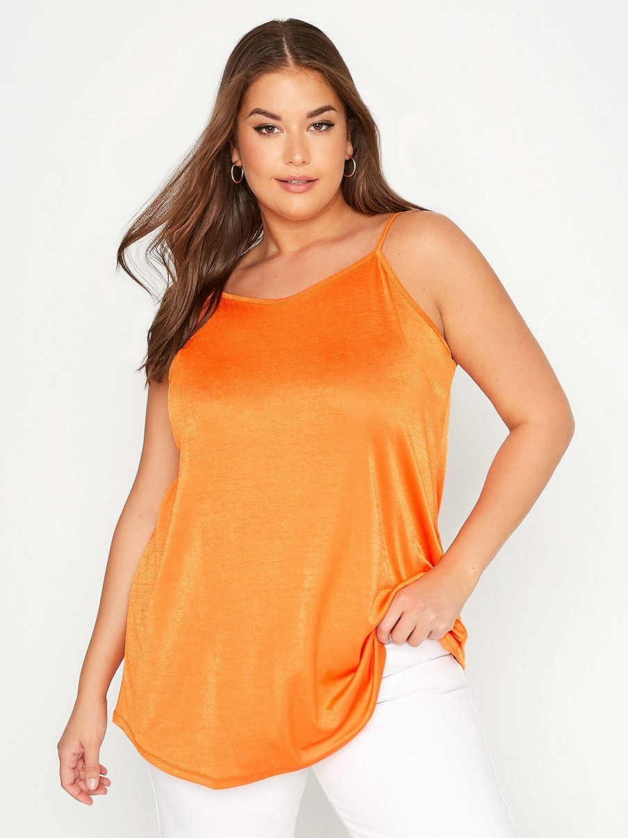 Tops & T-Shirts * | Yours Strappy Swing Cami Top Orange