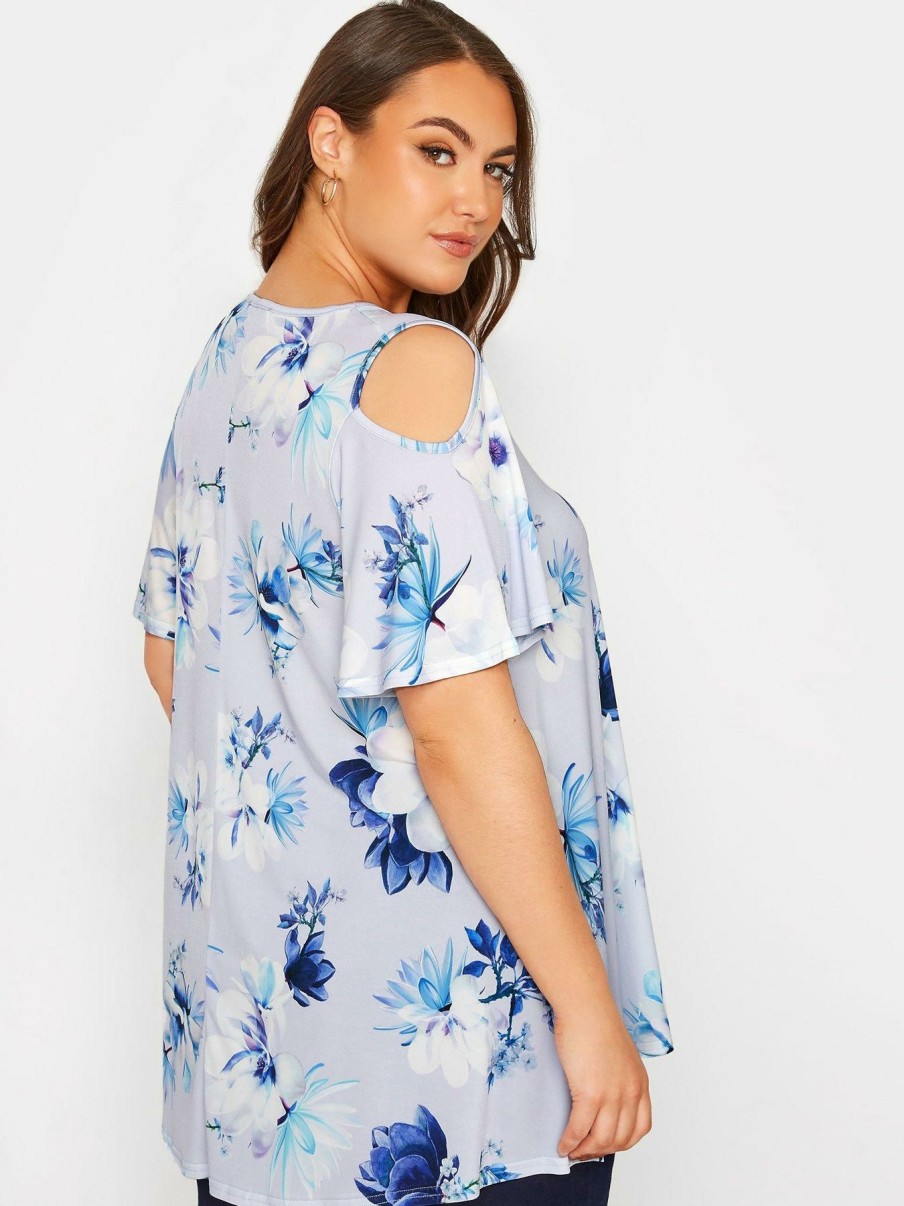 Tops & T-Shirts * | Yours London Floral Cold Shoulder Top