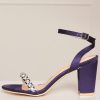 Shoes & Boots * | Chi Chi London Block Heel Diamante Sandal Navy