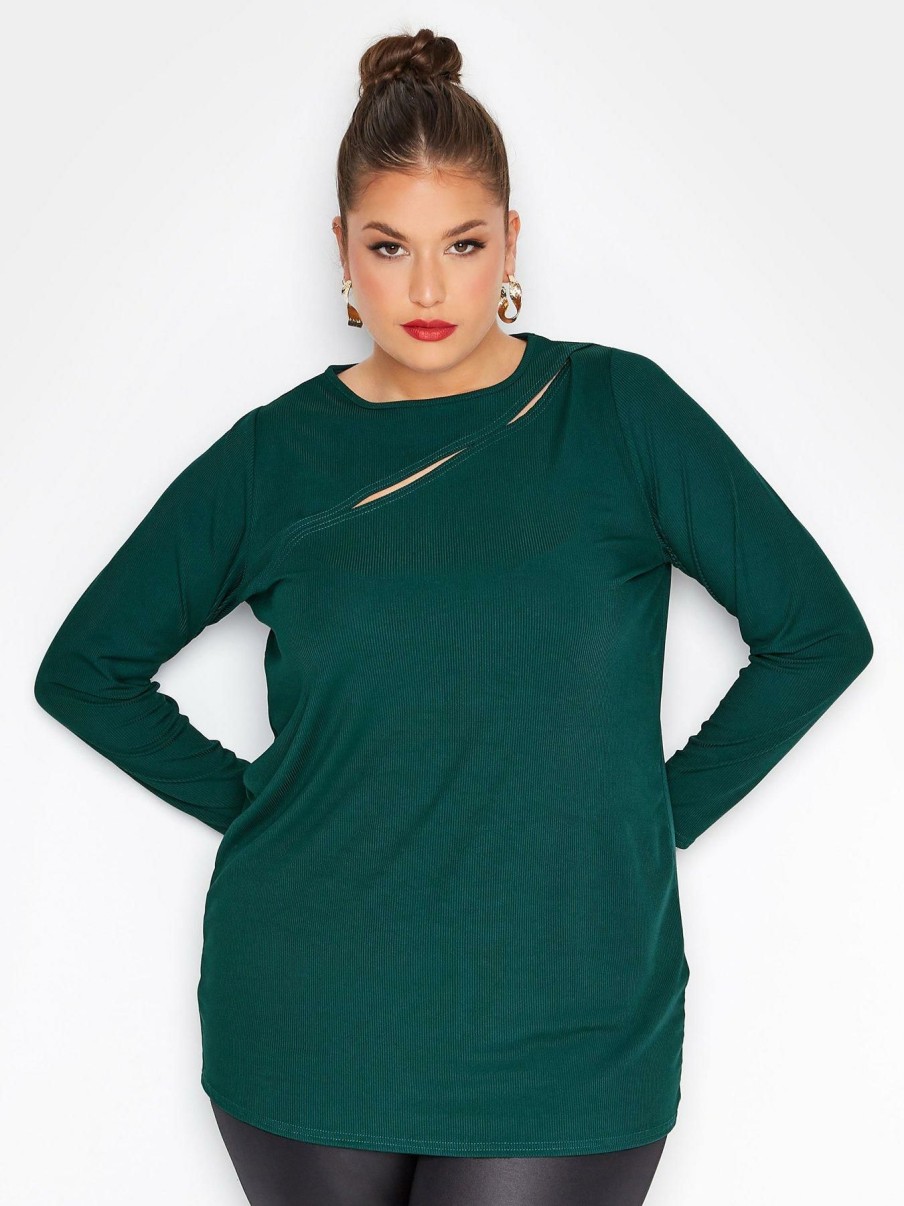 Tops & T-Shirts * | Yours Rib Slit Top Teal