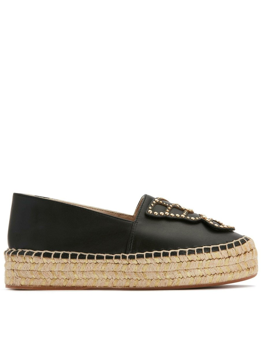 Flip Flops & Sandals * | Sophia Webster Butterfly Espadrille Platform Flats Black