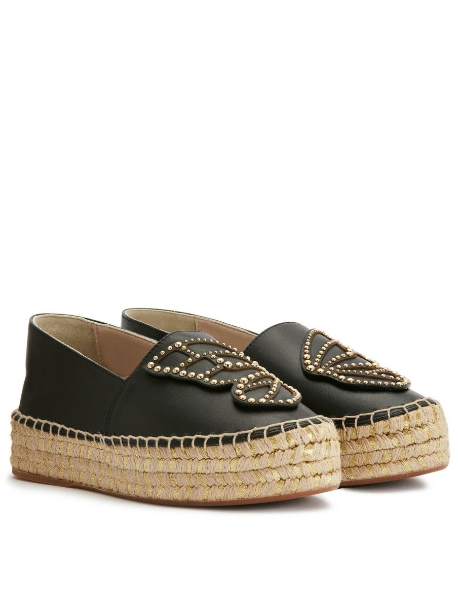 Flip Flops & Sandals * | Sophia Webster Butterfly Espadrille Platform Flats Black