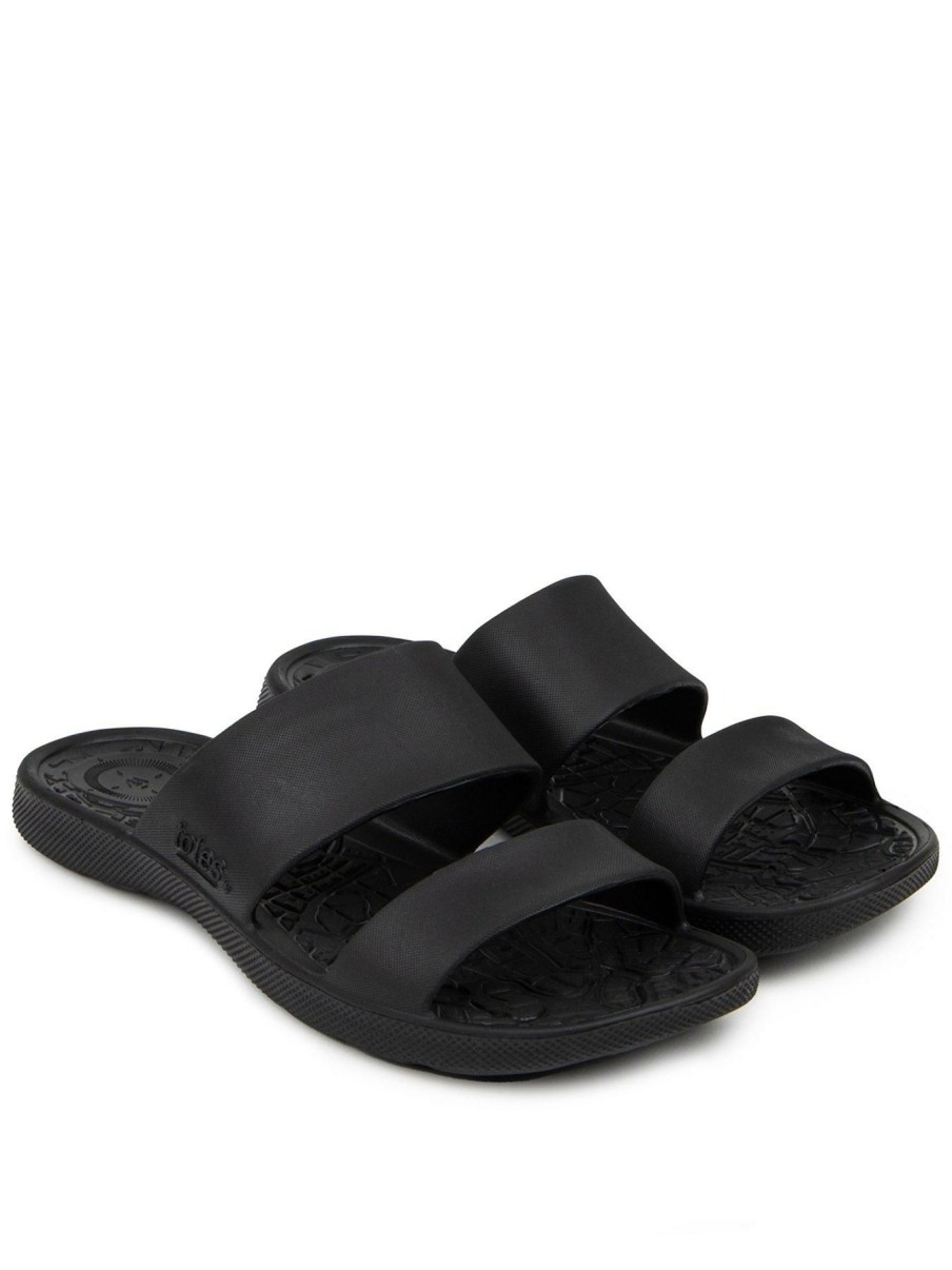 Shoes & Boots * | Totes Ladies Solbounce Double Strap Slide Sandals Black